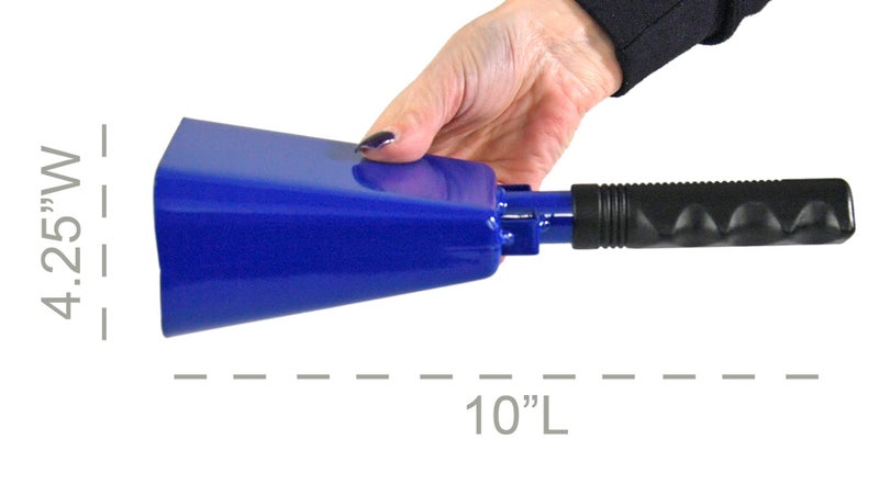 HOME-X Large 10â€ Iron Cowbell with Sturdy Handle, Cheering, Sporting Event Bell, Blue, 10â€ L x 4 Â¼â€ W, 2 Â½â€ H - Image 4